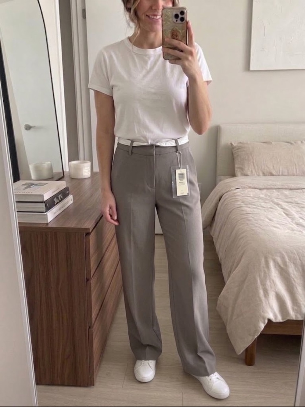 NWT Aritzia Babaton Agency Pant Felted Taupe Tailored Wide Leg Trousers Size 0